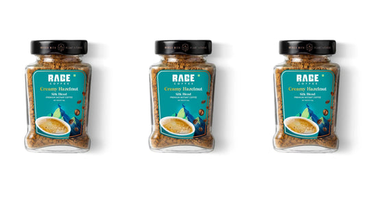 RAGE COFFEE Premium Silk Blend Coffee Creamy Hazelnut 50g Jar - Pack of 3