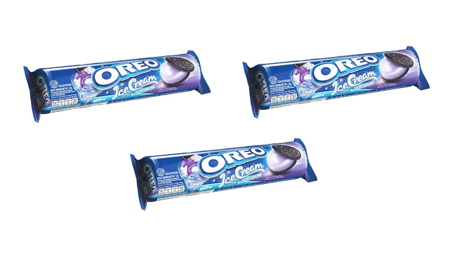 Oreo Ice Cream Sandwich Biscuit - Blueberry, 137g Each - Pack of 3 - Sweet Snack