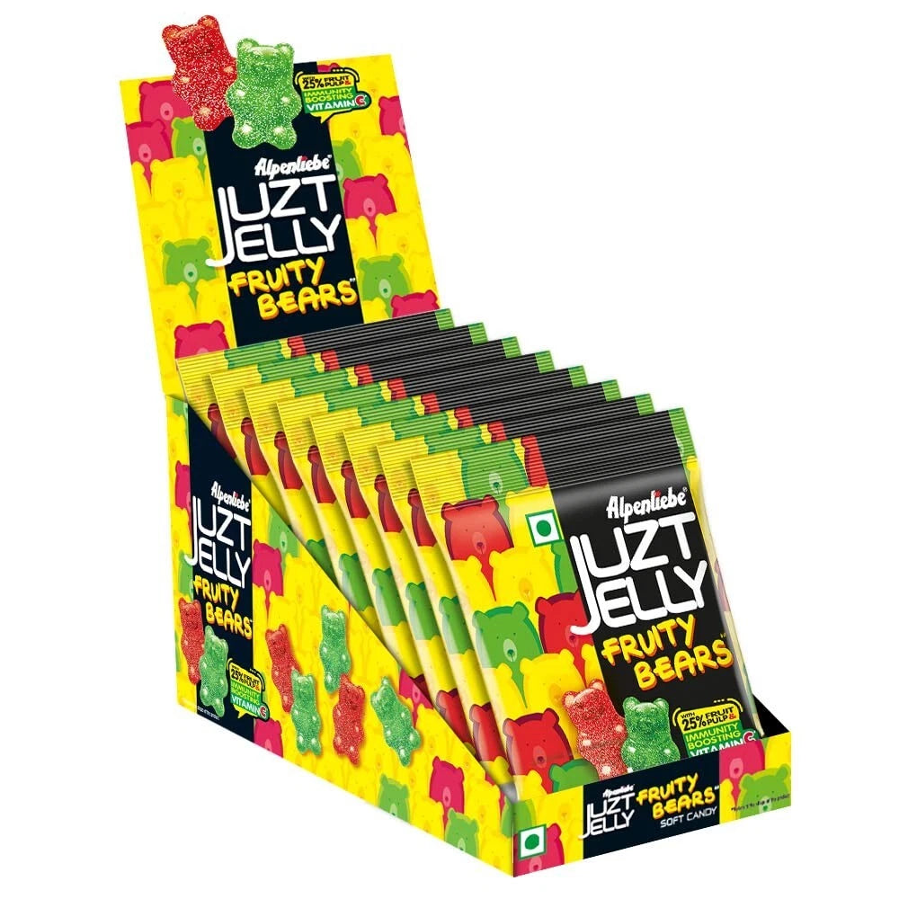 Alpenliebe Juzt Jelly Fruity Bears Flavour Pouch - Pack of 8 - 540g Total