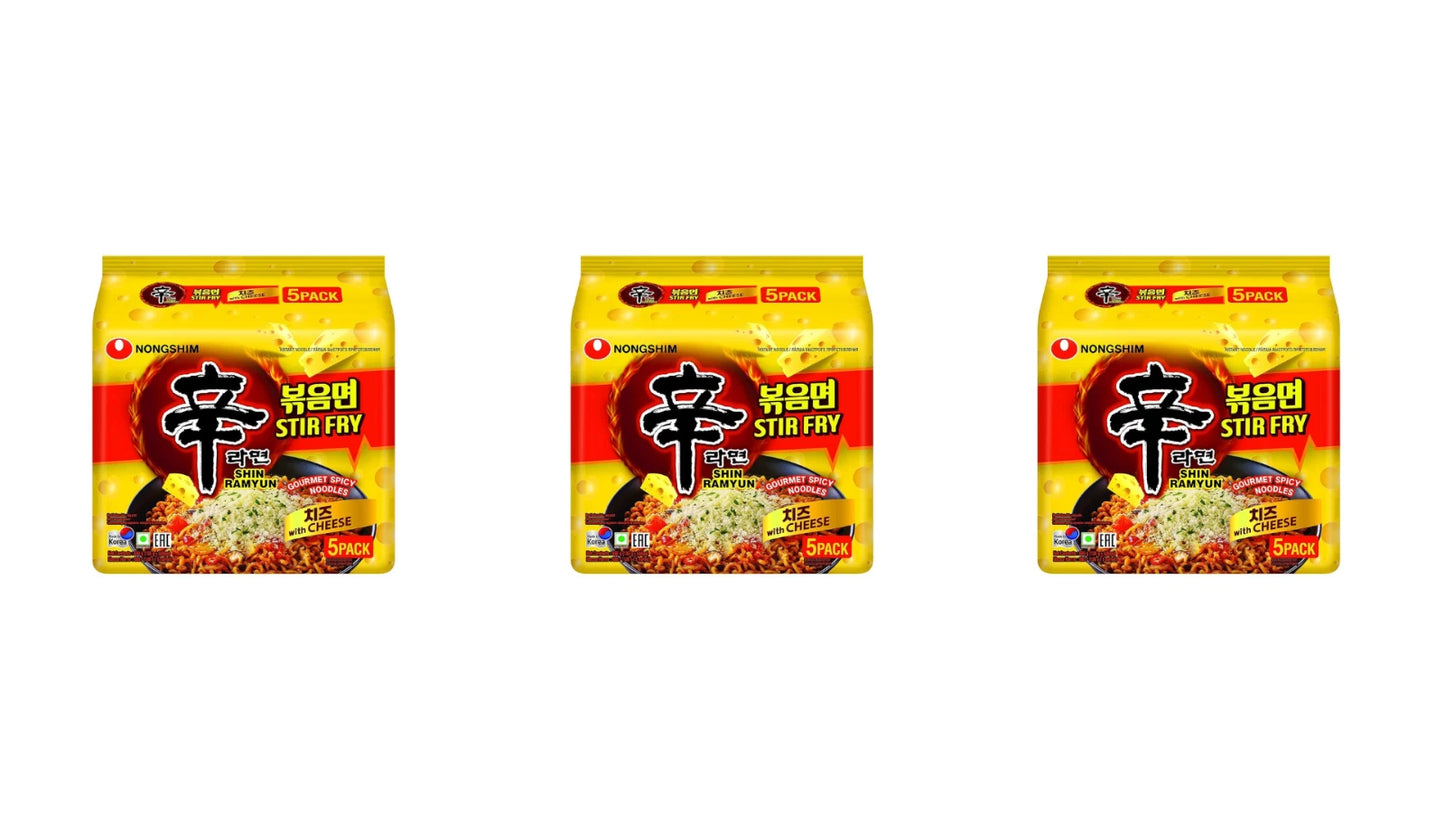 Nongshim Shin Ramyun Stir Fry Cheese Ramen Instant Noodles 120g Pack of 3 - Yum!