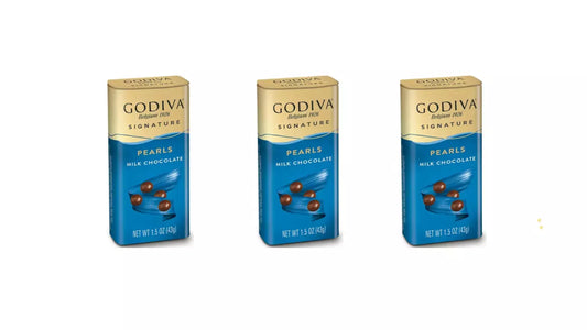 Godiva Milk Chocolate Pearls 43g Tin - pack of 3 - Creamy Belgium Delicacy!