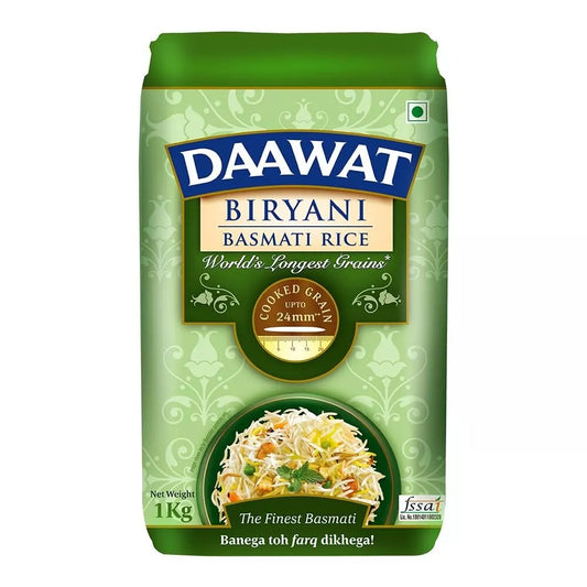 Daawat Biryani Basmati Rice | World's Longest Rice Grain Expands 24Mm* 1kg
