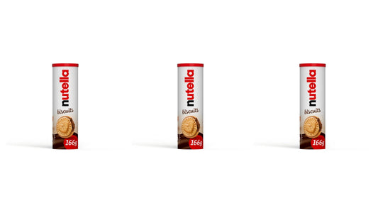Nutella Biscuits Tube Filed Inside With Chocolate 166g - Pack of 3 - Hazelnutty!