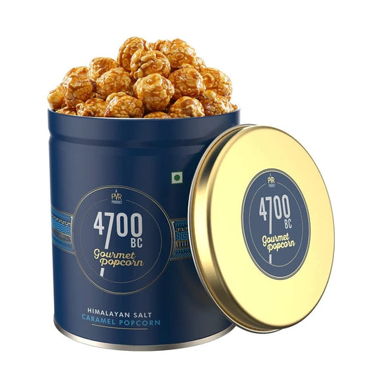 4700BC Himalayan Salt Caramel Popcorn - 125g Tin - GMO Free | Veg | Gluten Free