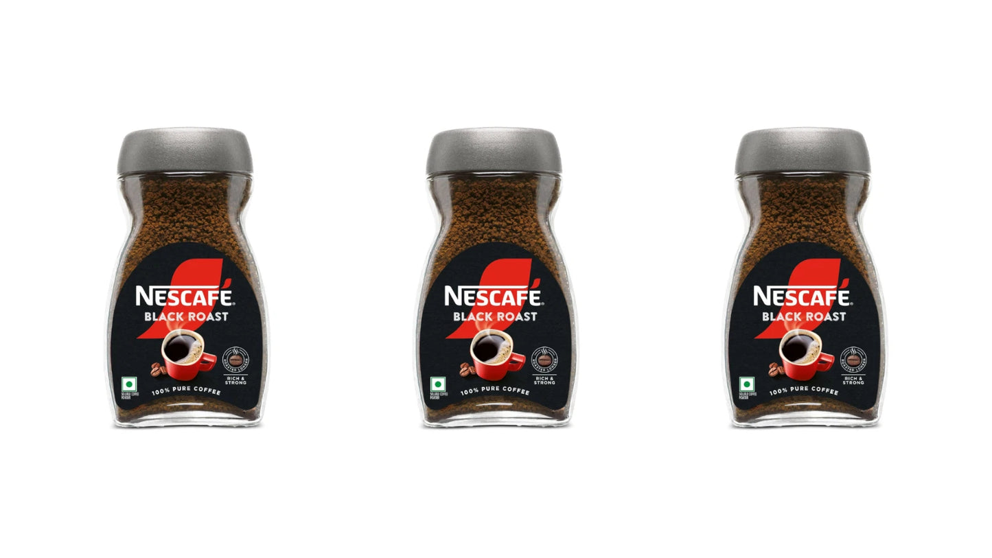 Nescafe Classic Black Roast Instant Coffee | Roasted Longer 90g - Pack of 3