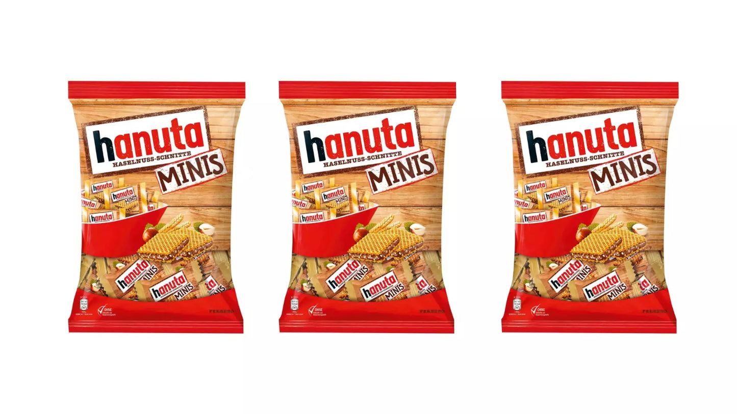 Ferrero Hanuta Minis Pouch, 200 Gram - Hazelnut - Pack of 3 - Hazelnut Delight!