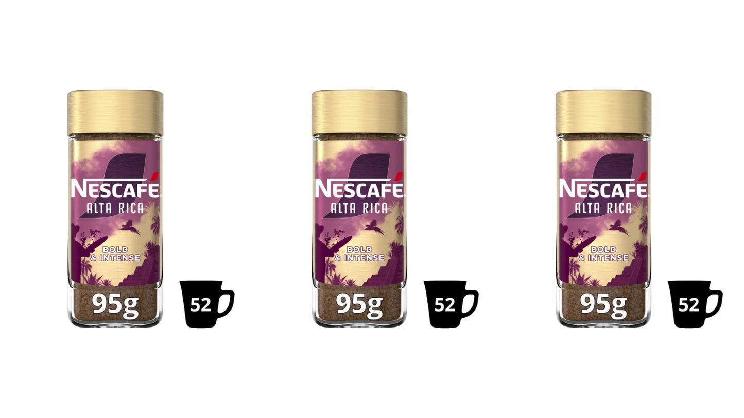 Nescafe Gold Alta Rica Bold & Intense Instant Ground Coffee Jar 95g - Pack of 3