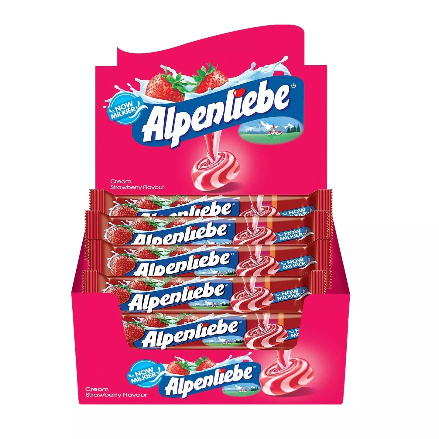 Alpenliebe Gold, Cream Strawberry Candy Stick Pack, 28g Each - Pack of 20