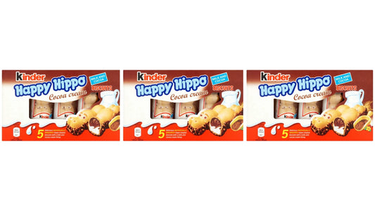 Kinder Happy Hippo Milk & Cocoa Cream - 5 Biscuits 103g - Pack of 3