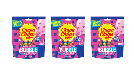 CHUPA CHUPS, Gum-Filled Lollipop, 88 Grams, Cherry - Pack of 3 - Friends Pack