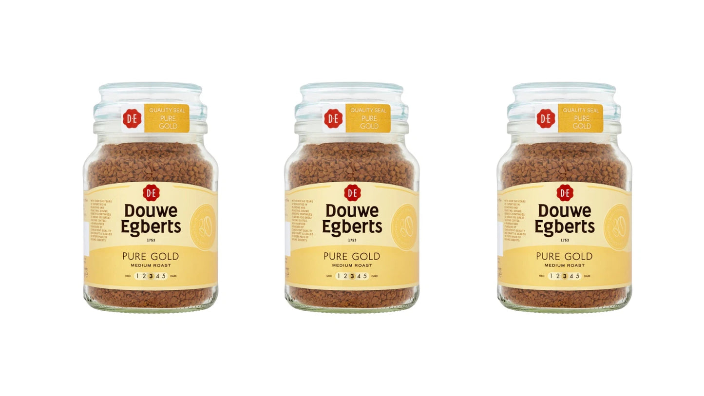 Douwe Egberts Pure Gold Instant Coffee 95g Ground Bottle - Pack of 3