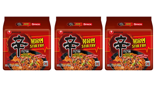 Nongshim Shin Ramyun Stir Fry Instant Noodles 120g Pack of 3 - Korean Yum!
