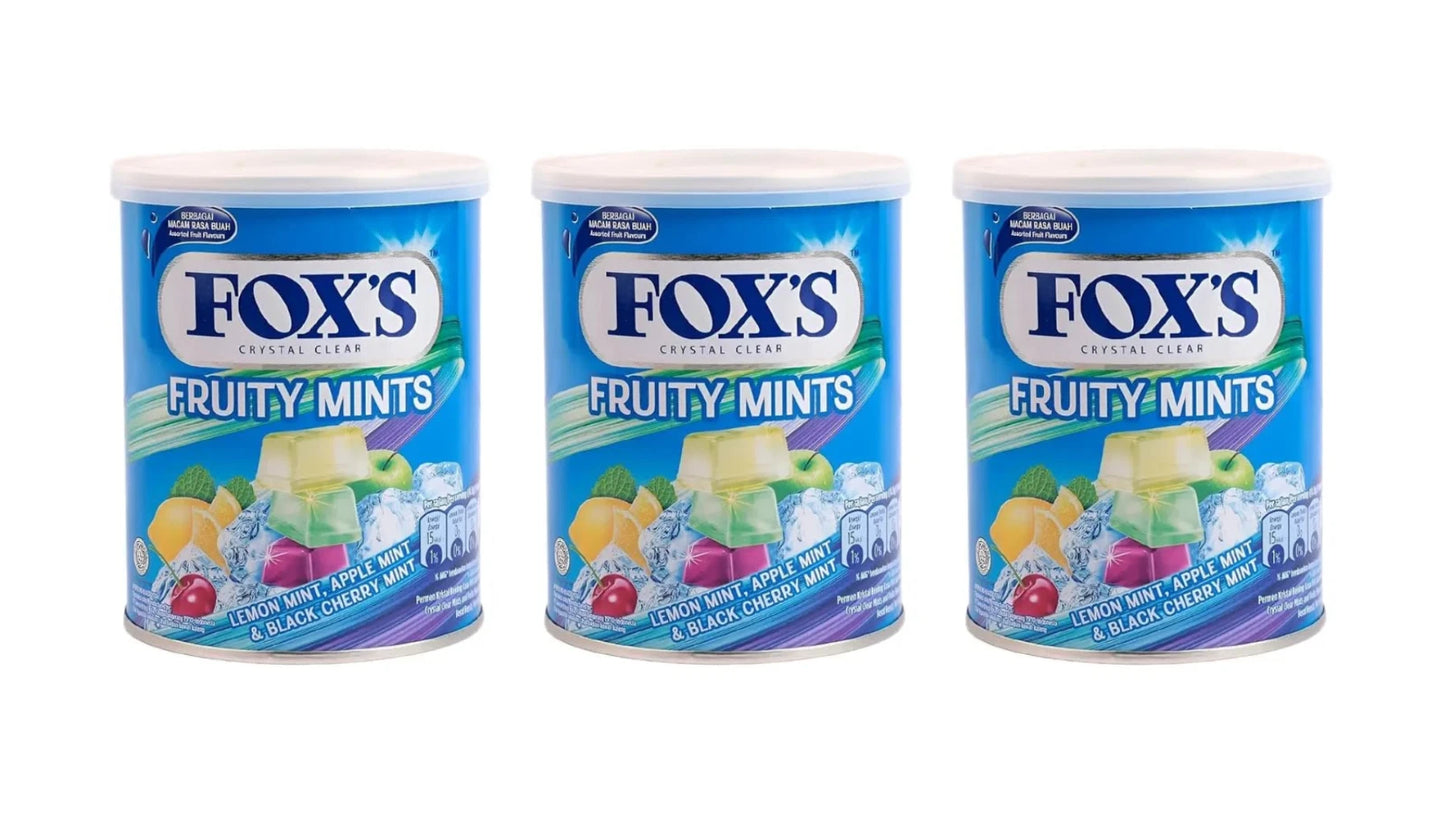 Fox's Crystal Clear Fruity Mints Candy 180g - Natural Colors | Veg | Pack of 3