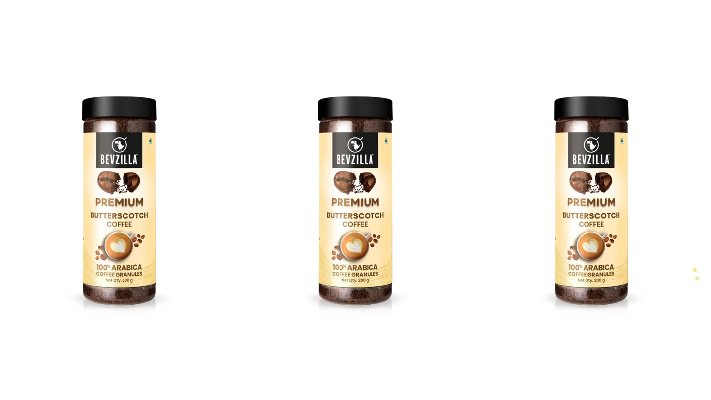 Bevzilla 200g Instant (Butterscotch) Coffee Powder | Makes 100 Cups - Pack of 3