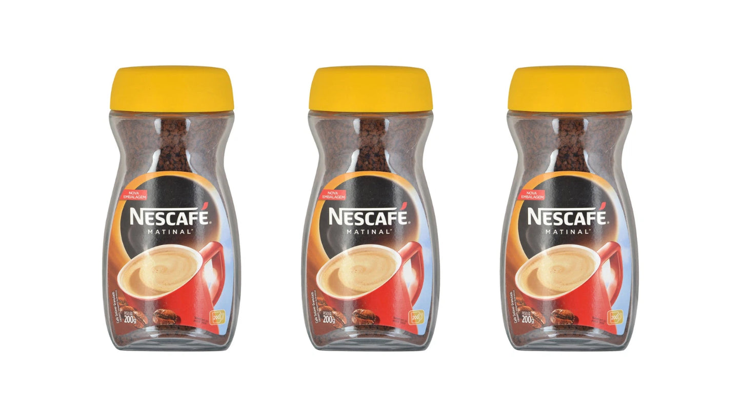 Nescafe Coffee Granules Matinal Suave 200g Jar - Pack of 3 - Brazilian Caffeine!
