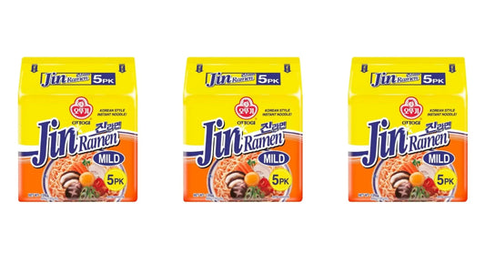 Ottogi Jin Ramen Korean Style Instant Noodles Mild Flavor 5-Bundle - Pack of  3