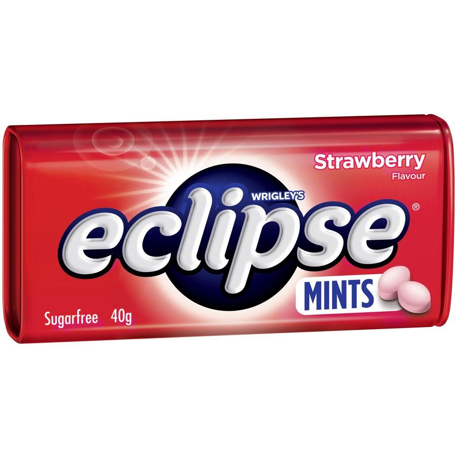 Wrigley's Eclipse Strawberry Flavour Sugar-Free Mint Tin - 34g - Indulge in Sweet Refreshment!