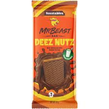 Mr. Beast Bar Deez Nutz Milk Chocolate With Peanut Butter & Milk Net Wt 2.1Oz 60 Grams - "Deez Nutz Delight!"