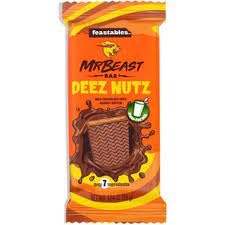 Mr. Beast Bar Deez Nutz Milk Chocolate With Peanut Butter & Milk Net Wt 2.1Oz 60 Grams - "Deez Nutz Delight!"