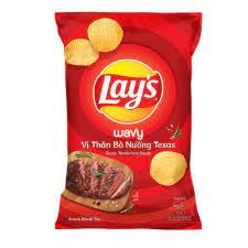 Lays Wavy vị thăn bò nướng Texas 90g - "Texas Grilled Steak!"