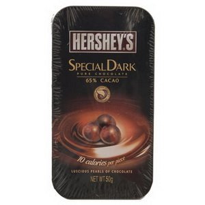 Hersheys Special Dark Pure Chocolate Luscious Pearls 50g Tin Pack! - Luscious dark chocolate pearls in a 50g tin, pure and delightful.