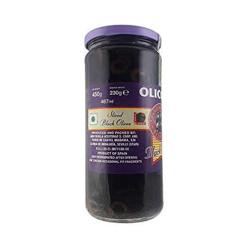 Olicoop Black Slice Olives + Green Slice Olives, 450g, Pack of 1 Unit Each, for Authentic Taste in Cooking, Snacking, Pizzas toppings or Italian Pastas Ingredient