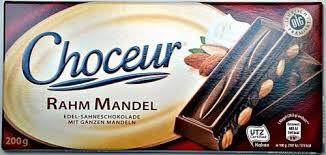 Choceur Rahm Mandel (Creamy Milk Chocolate with Whole Almond Chocolate bar), 200g - Creamy almond bar