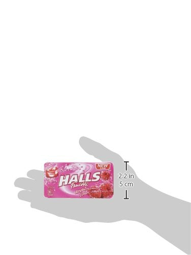 HALLS Raspberry Flavoured Center, Filled Candy, 22.4 g - Indulge in the sweet and tangy raspberry flavor.