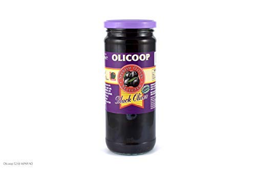 OLICOOP Black Pitted Olive, 450g, Combo Pack of 2, Product of Spain, for Authentic Taste in Cooking, Snacking, Pizzas toppings or Italian Pastas Ingredient