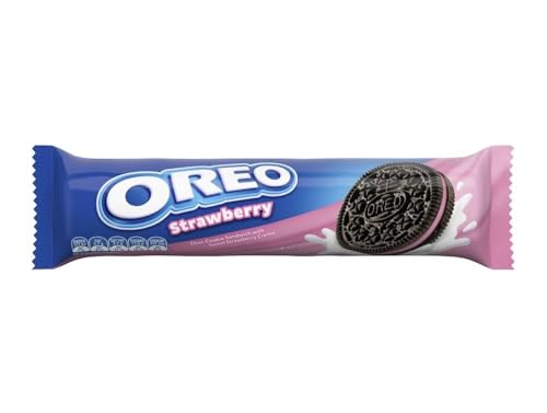 Oreo Strawberry Cream 130g - Delicate Strawberry Flavored Biscuits with Creamy Filling, Sweet & Fruity Indulgence - "Sweet strawberry treat!"