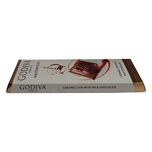 Godiva Masterpieces Caramel with milk Chocolate 83g - Delight in the smooth and creamy caramel-filled milk chocolate from Godiva's Masterpieces collection