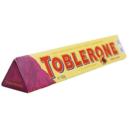 Toblerone Fruit & Nut with Raisins, Honey and Almond Chocolate Bar Pack of 4, x 100 g