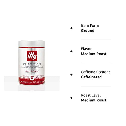 illy Caffe Normale MOKA Ground Coffee (Red Band), 8.8-Ounce Tins (Pack of 2) - MOKA ground coffee, red band, 8.8 oz tins, pack of 2.