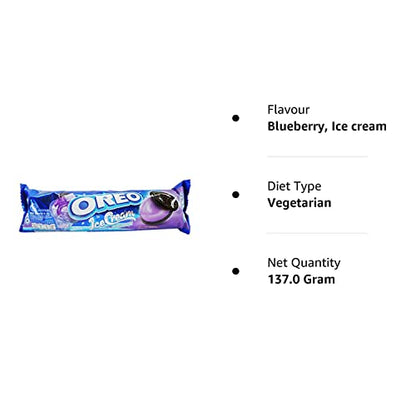 Oreo Ice Cream Sandwich Biscuit - Blueberry, 137g - "Blueberry ice cream delight!"