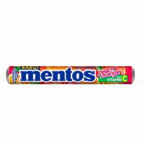 Mentos Chewy Dragee Peach Orange Flavor 14 Rolls, 406g - "Peach Orange Mentos Rolls!"