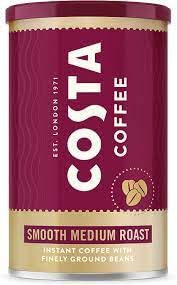 Costa Coffee Smooth Medium Roast Instant Coffee With Finely Ground Beans 100g Tin (UK) - Medium roast instant coffee