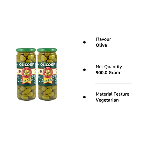 Olicoop Green Whole Olive, 450g, Pack of 2, Produced in Spain - "Whole olive perfection!"