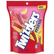 Twizzlers Twists Minis Candy Filed Strawberry Watermelon, Strawberry Lemonde Low Fat Snacks 226g Pouch