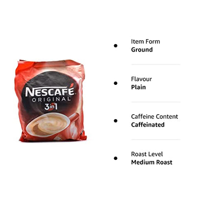 Nestle Nescafe in 1 Original Soluble Ground Coffee Beverage, 30 Sachets Bag - Pack of 2 - "Nescafe Original Soluble Coffee - Pack of 2 Bags with 30 Sachets Each!"