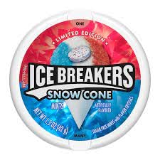 Ice Breakers Snow Cone Mints Limited Edition Sugar Free Mints With Flavour Crystals 42g - Limited edition snow cone mints with flavor crystals, 42g of sugar-free fun.