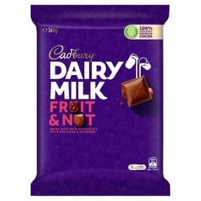 Cadbury Dairy Milk Fruit and Nut 360g - Creamy milk chocolate with a bounty of nuts and dried fruits