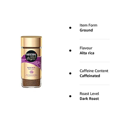 Nescafe Gold Origins Alta Rica Ground Coffee, 3.53 oz ℮ 100 g - "Gold Origins Alta Rica - Bold Ground Coffee Excellence!"