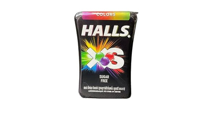 Halls XS Flavored Sugar Free Candy 13.8g Each - Pack of 12 (Colors) - Colorful and flavorful sugar-free candies in a convenient pack.