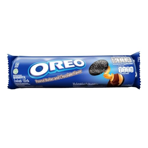 Oreo Peanut Butter & Chocolate Flavour 130g - Rich Chocolate Biscuits with Creamy Peanut Butter Filling, Irresistible Combo - "Peanut butter chocolate bliss!"