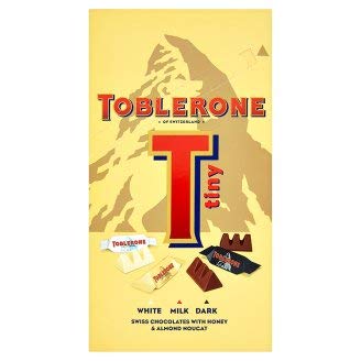 Toblerone Tiny White Milk Dark Chocolate with Honey & Almond Nougat Box, 200g