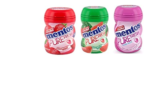 Mentos Pure Fresh Variety Pack, Strawberry, Watermelon, Bubble Fresh 20g Pack Of 3 (Imported) - "Variety Pack Fresh Gum!"