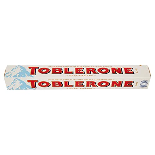 Toblerone of Switzerland White Chocolate with Honey and Almond Nougat - 10 Pack, 10 X 100 g