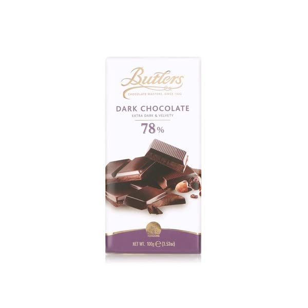 Butlers Chocolate Master Dark Chocolate Extra Dark & Velvety 78% 100g (Imported) - Extra dark velvety