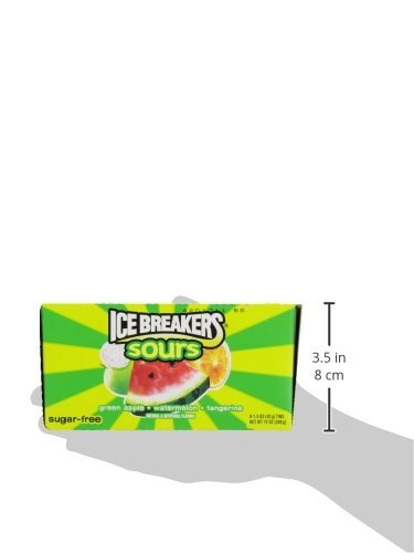 Ice Breakers Sours Sugar Free Candy with Flavour Crystals - Watermelon & Green Apple, 42g (Pack of 2) - Sugar-free watermelon and green apple sours with flavor crystals, pack of 2 x 42g.