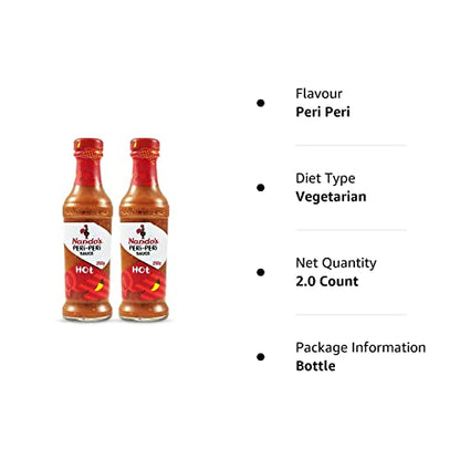 Nando's Peri Peri Chilli Sauce - Hot, 250g, Pack of 2, Product of The Netherlands - "Hot Peri Peri Twin Pack!"